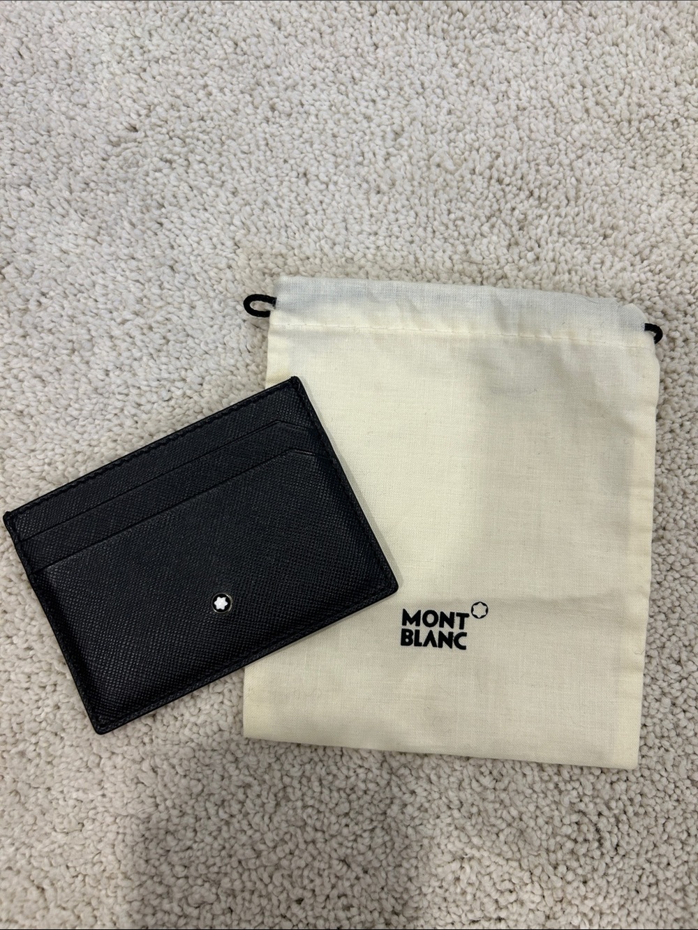 Montblanc Black Leather Slim Card Holder with Emblem